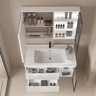 S/💎Smart Bathroom Cabinet Integrated Ceramic Basin Combination Simple Bathroom Smart Mirror Set Washbasin Cabinet Washin