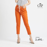 GSP Pants กางเกงผ้าคอตตอนขายาว สีส้ม ตกแต่งเชือกผูกด้านหน้า ขา 5 ส่วน (PZT9DO)