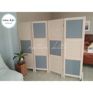 4-panel Beige Gray Synthetic Rattan Room Partition