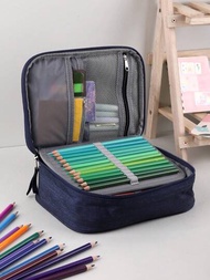 1入組72色大容量彩色鉛筆收納盒,防水大容量彩色鉛筆素描鉛筆袋便攜式文具盒,學生文具收納必備用品。