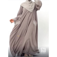 UHIBBU Malika Abaya Embroidery Grey
