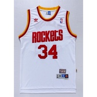 new men’s Houston Rockets #34 Hakeem Olajuwon retro embroidery basketball jerseys jersey white