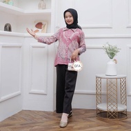 Set Couple Batik Sarimbit Kebaya Pink Couple Batik Kerja Warna Pink Dusty Couple Blouse Anak Remaja