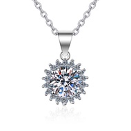 925 Sterling Silver Necklace Female Sunflower Moissanite Necklace Plated pt950 Platinum Supply