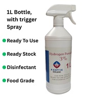 Hydrogen Peroxide 3% in 1L Bottle with Spray Head for Disinfectant, Household, Washing, multi Usage