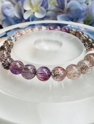 小精品礦多星閃彩超七水晶7mm13.43g帶彼岸花三輪骨幹水晶黑超七