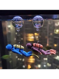 1入組樹脂浮潛員魚缸裝飾水下風景迷你浮球,適用於水族箱