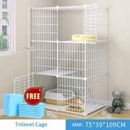 3Layers Set Kandang Kucing Kandang Anjing Pagar Kucing Anjing Pet Cage Pagar Besi DIY Tingkat Besar Kelinci Murah Hewan Peliharaan Kasur Kecil Kalung Rumah