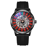Men's Automatic Skeleton Watch - Mechanical Self-Wind, Roulette Wheel Design, Luminous Waterproof St