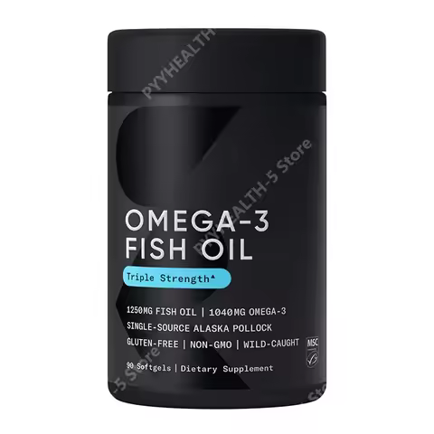 Omega-3 Fish Oil 1250 - Triple Strength Fish Oil Supplement From Wild Alaska Pollock - MSC Certified
