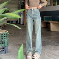 Retro Straight Jeans Women Loose Thin Celana Jeans Wanita High Waisted Wide Leg Denim Pants Baggy Je