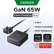 UGREEN 65W GaN Desktop Charger 4*USB C 1 USB A Charger Support PD3.0/PPS/QC3.0/AFC/FCP Fast Charging