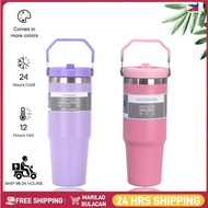 890ML Large Capacity Portable Cup Stainless Steel Thermos Bottle with Straw Travel Water Bottle