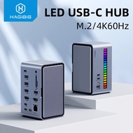 [ส่งไว kerry express FREE จาก กทม]Hagibis USB C Docking Station Dual Monitor LED Strip Light USB-C H
