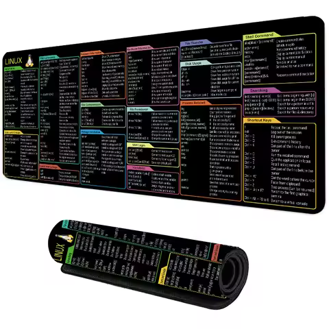 Linux Commands Line Mouse Pad Black Stitched Edge Mousepad Rubber Keyboard Carpet Anti-slip Gamer Mo