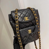Chanel duma 黑金後背包/王吉娜古董精品