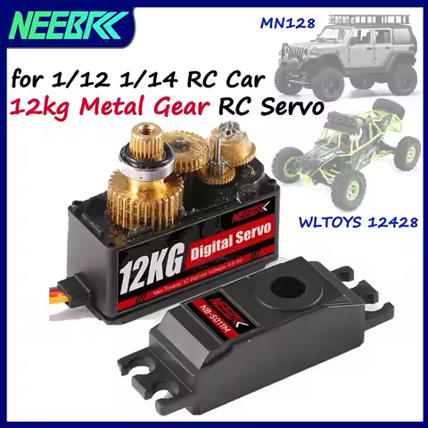 NEEBRC 12KG Waterproof Metal Gear Digital RC Servo for 1/18 1/16 1/14 1/12 RC Car Wltoys 12428 WPL C
