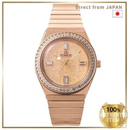 Timex Q Timex Quartz Watch Daily Water Resistant Mineral Glass Pink Gold Dial TW2W10700 Unisex