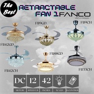 FANCO Retractable Ceiling Fan DC Motor 42 Inches with 3 Color LED Light (PART A)
