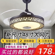 Electric Fan Dining Room Bluetooth Fan Lamp Home Bedroom Living Room Music Chandelier Ceiling Fan La