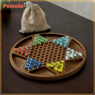 petsola Round Marble Strategy Game Compact Marble Board Game Portable Wooden for Families Students H