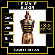Le Male Elixir JPG 2mL/5mL decant perfume sample spray vial Jean Paul Gaultier