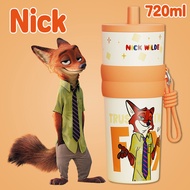 720ml Zootopia Thermos Cup Judy Nick Tumbler Tahan Sejuk Cute With Straw Flask Leak-Proof Large Capa