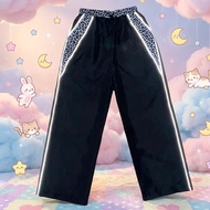 SPORTS PANTS Leopard Long Pants Baggy Pants Leopard Side Line Track Pants - Black