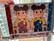 Bearbrick bape x peko 牛奶妹 牛奶仔 400% 100% 全新 be@rbrick 不二家 milky