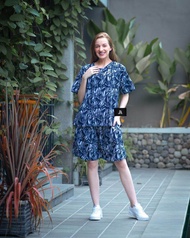 Setelan batik wanita dewasa tidur modern jumbo pekalongan terbaru adem celana pendek lengan pendek c