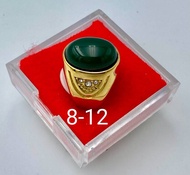 แหวนทอง 18K พลอยหยกสีเขียวเพชรด้านข้าง หยกพม่า สวยสดใส ไม่ลอกไม่ดำ ใช้ได้นานเป็นปี ใส่แล้วร่ำรวยๆ