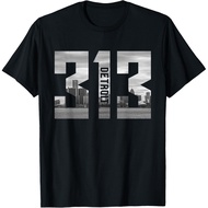 Vintage Detroit Michigan 313 Area Code Skyline T-Shirt