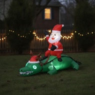 Santa Riding Dinosaur Inflatable Yard Dinosaur Inflatable with Santa Outdoor Decoration Blow-up Gian