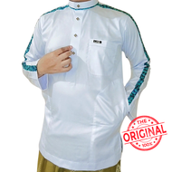 Baju koko Saudi Polyester kancing Import lengan panjang putih les tangan biru hitam abstrak / Baju Pria Muslim Elit, Mewah, Berkelas dan Berkualitas Alghin Exclusive 42