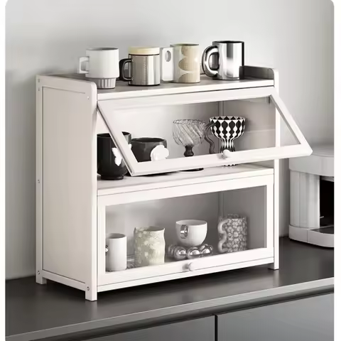 Dustproof Desktop Cup Cabinet, Tabletop Tea Coffee Cup Shelf, Household Drinkware Storage Rack