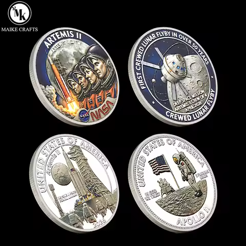 2026 NASA Artemis II Lunar Flyby Commemorative Coin – Space Mission Collectible Gift