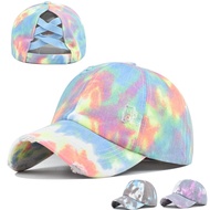 Fashion Coloful Women Ponytail Baseball Cap Graffiti Dye Sports Outdoor Casual Hip Hop Street Hat