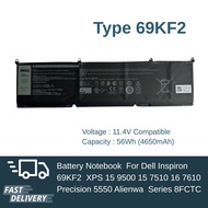 (ส่งฟรี ประกัน 1 ปี) Dell XPS  แบตเตอรี่ เกรด Original Battery Notebook Dell XPS 15 9500 9510 Series