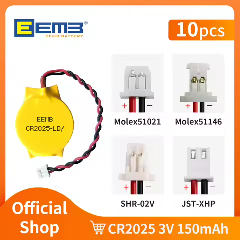 10PCS CMOS Battery CR2025 3V button cell with Plug Motherboard Laptop Replacement battery Li-MnO Non