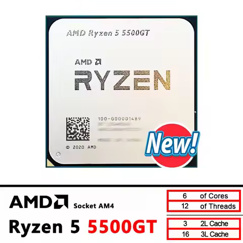 Ryzen 5 5500GT AMD R5 5500GT 3.9GHz Six-Core Twelve-Thread 65W CPU Processor L3=16M 100-000001489 So