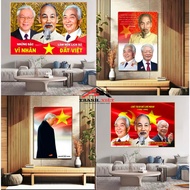 Mirror Wall Painting of Uncle Ho and Uncle Giap, Uncle Trong 3 Dear Leaders...