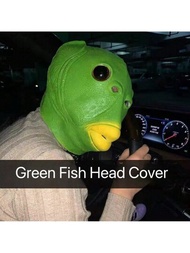 綠魚頭男滑稽惡作劇生物乳膠頭面具