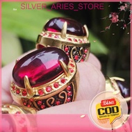 Silver Aries. Cincin Batu Akik Merah Siem Besar Jumbo / Siam / Cincin Merah High Quality Halus Ring