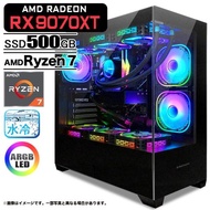 ゲーミングPC  GP-V3 ブラック ピラーレス AMD Radeon RX9070XT AMD Ryzen7 5700X Win11 SSD500GB メモリ16GB CPU水冷ファン eスポーツ