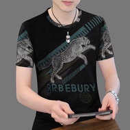 捡漏~冰丝印花时尚男装2025夏季减龄遮肚短袖T恤男士上衣25.6.3Picking up leaks~Ice silk printed fashionable men's clothing 2025