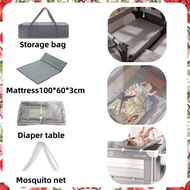 Baby Crib With Mosquito Net(Suitable for 0-4 year) Cot Big Bed With Shaker Foldable Newborn King Bed