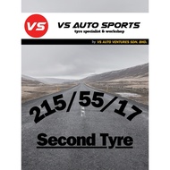 215/55/17 ( Powertrac )(HARGA 2biji TAYAR) Tayar Terpakai / Second Hand Tyre Good Condition