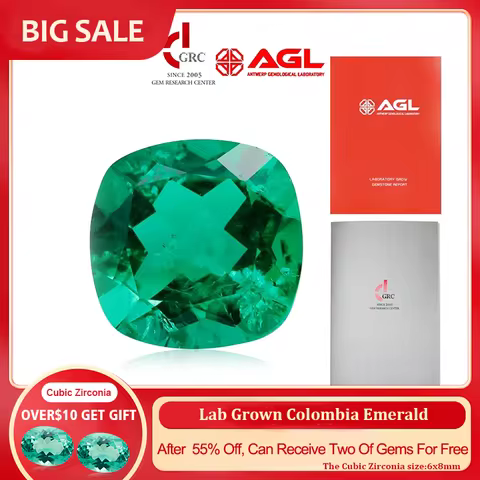 YinZheng Hydrothermal Colombian Emerald Square Cushion Shape Emerald With Selectable Certificate Lab