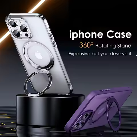 Magnetic 360°Rotation Stand Phone Case For iphone 11 12 13 14 15 16 17 Pro Max 17Air With Ring Holde