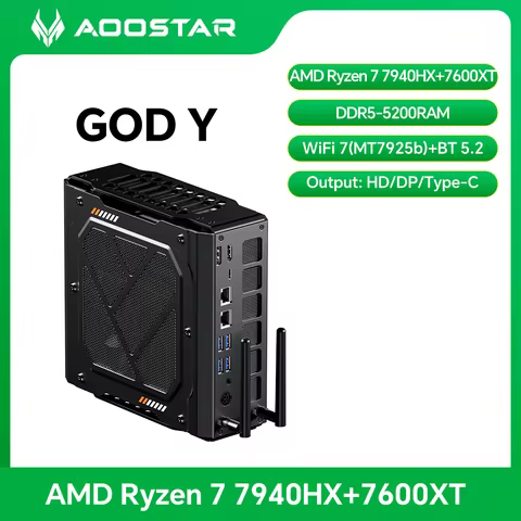 Aoostar Ryzen 9 7940HX RX 7600XT Gaming Mini PC, 64GB DDR5, 8TB PCIe 5.0, WiFi 7, BT 5.2, Dual USB4,